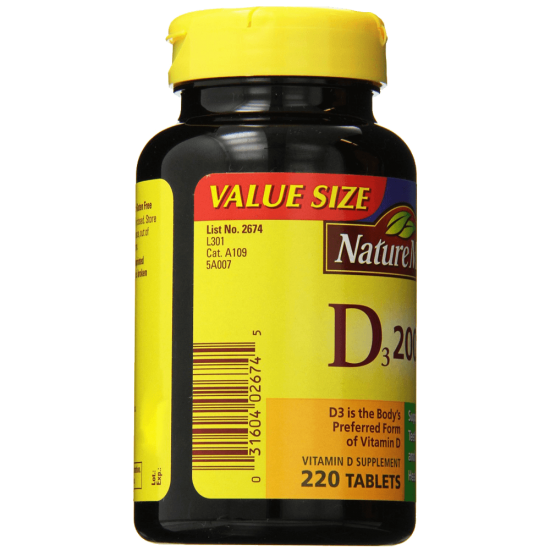 Nature Made Vitamin D3 2000 IU Value Size 220-Count